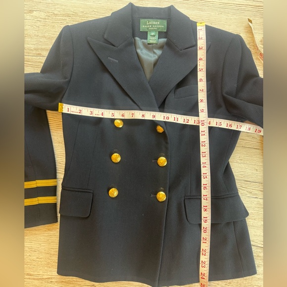 Lauren Ralph Lauren Navy Double Breasted Wool Captain Blazer Gold Buttons 6P - Picture 13 of 14